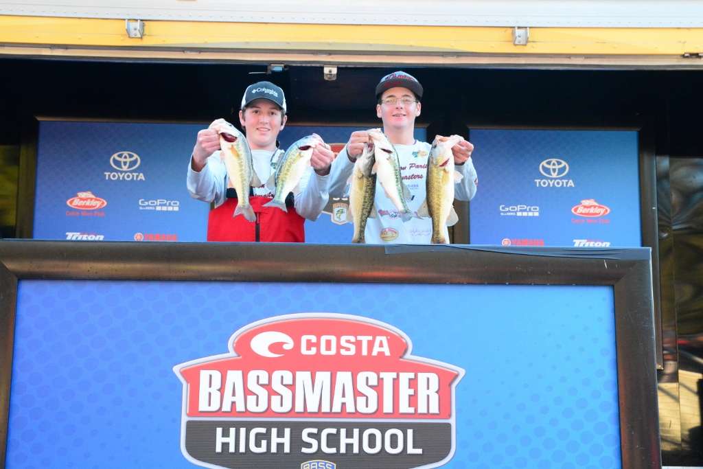 Alex Heintze and Justin Watts of the Livingston Parrish Bassmasters of Denham Springs, La., finished 16th with 9-10.