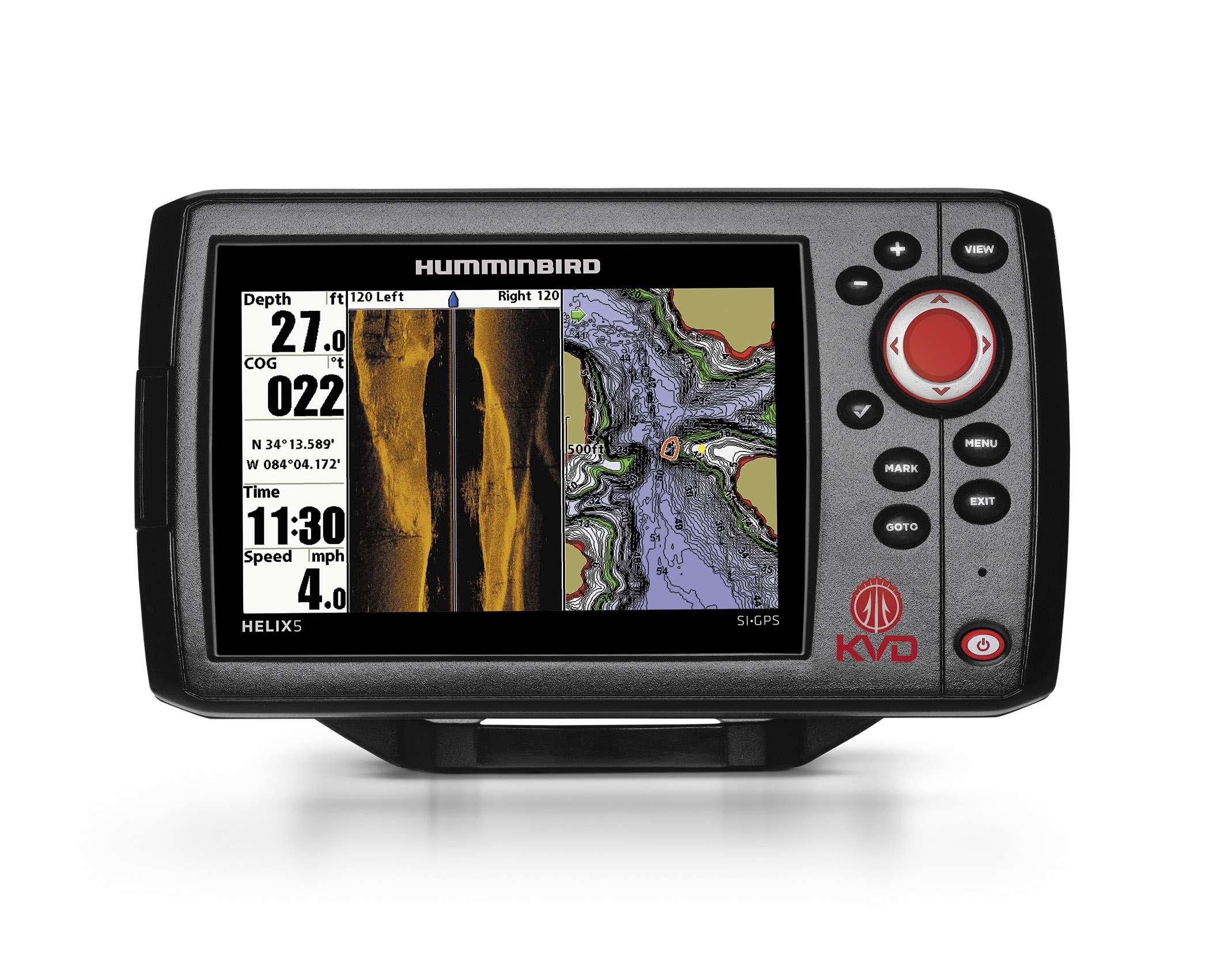 <B>HUMMINBIRD 1199CI HD SI KVD</b>
Built with insight from the best in the business, this Kevin VanDam-inspired unit has it all. This unit features a large 10.4-inch display with an LED backlight, side imaging and DualBeam Plus sonar, GPS chartplotting and two card slots to accommodate aftermarket maps. Humminbird is also releasing a new line of Helix units for those anglers wanting an economic option with the bells and whistles of higher-priced units.