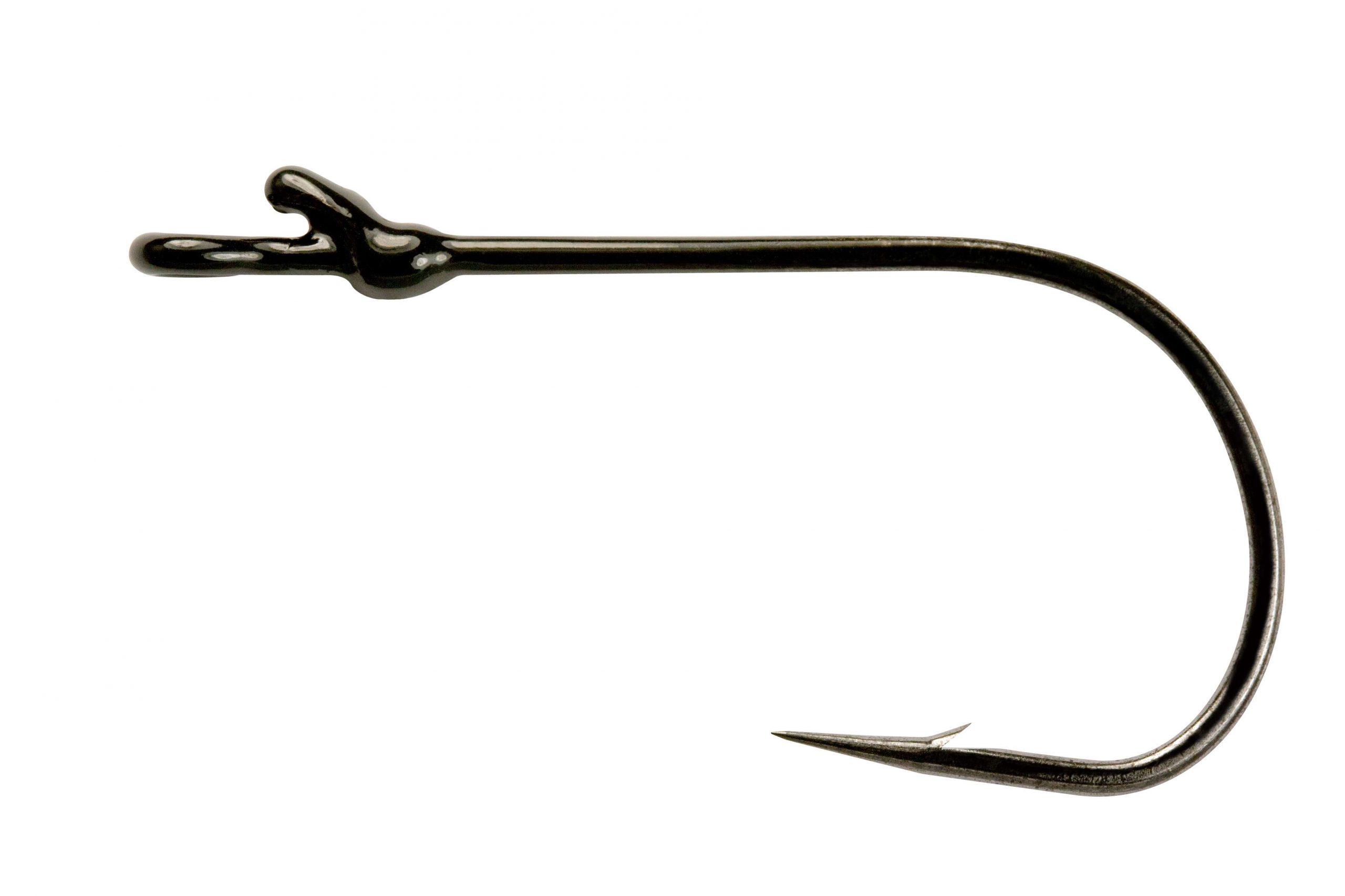 <B>MUSTAD GRIP-PIN EDGE</b>
Sick of your plastics slipping down the hook shank after a cast or simple retrieve? It will not happen if you are using the Grip-Pin series from this company. These hooks feature an oversize keeper that keeps plastics in place without affecting action. This new straight-shank finesse series is available in 1/0 and 2, which is perfect for drop shotting and split shotting tiny baits.