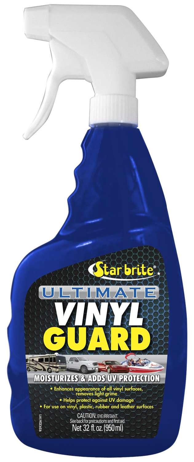 <b>STARBRITE ULTIMATE VINYL GUARD WITH PTEF</b>
A boatâs hull isnât the only thing that needs to be protected to ensure a long life for the biggest investment you will make in this sport. The seats and other leather, rubber and vinyl sections of the interior will rot or crack if not protected. This new product is like sunblock for these areas. The Ultimate Vinyl Guard bonds to these surfaces and prevents UV damage and fading while repelling stains. Plus, this product will restore moisture to older vinyl to enhance its appearance. Remember, this stuff works on your truck, too. Retail price is $28.99.