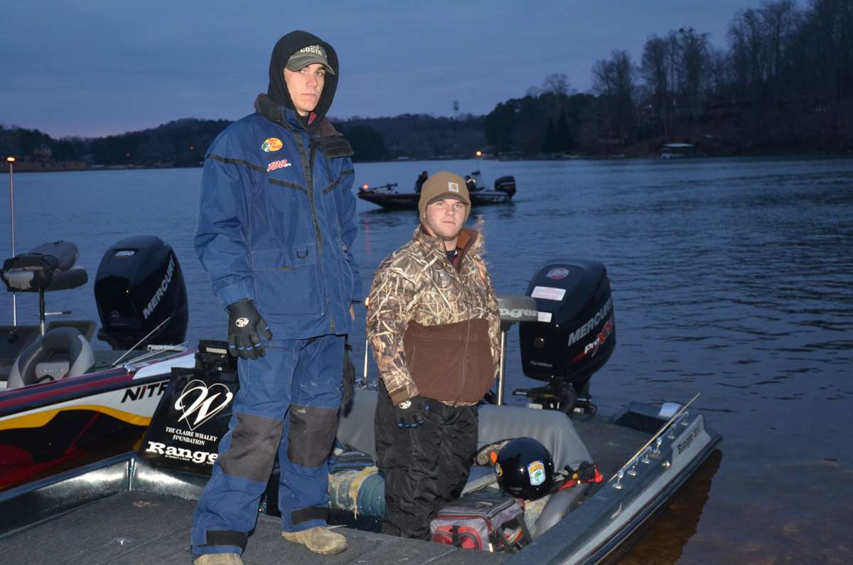 Cole Sands and Caden Watson launch onto Lake Keowee.