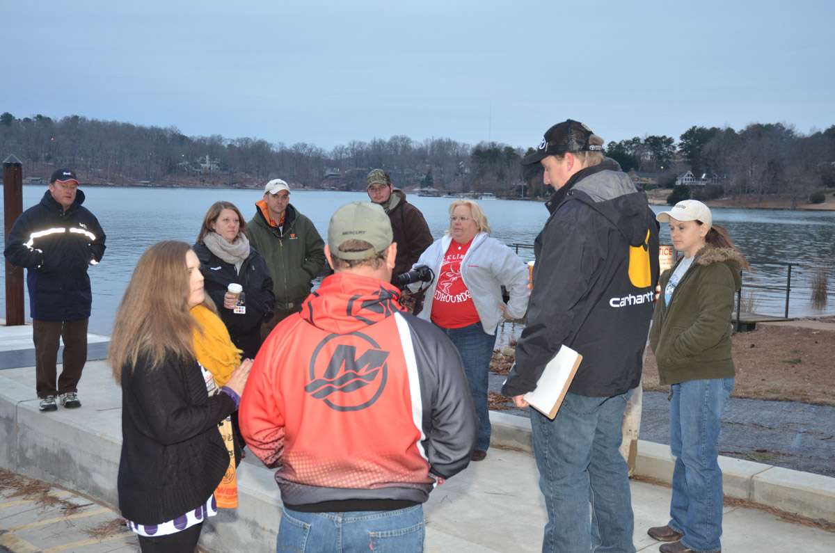 Bassmaster staff and Bassmaster High School Classic supporters gather at take-off.