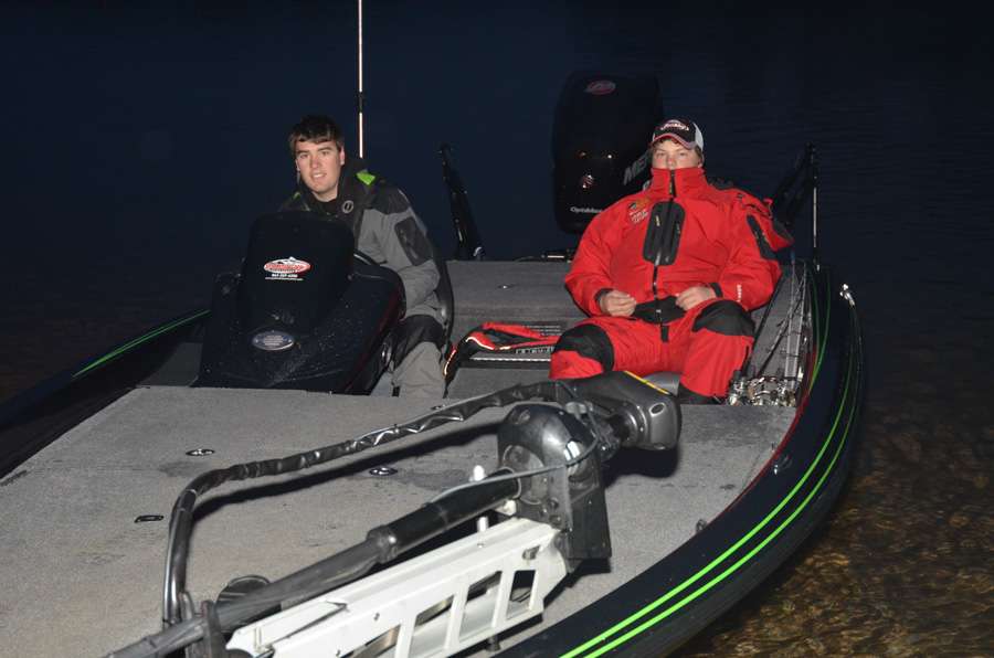 Ben Stone and Collin Smith of Lander University at the Bassmaster College Classic take-off.