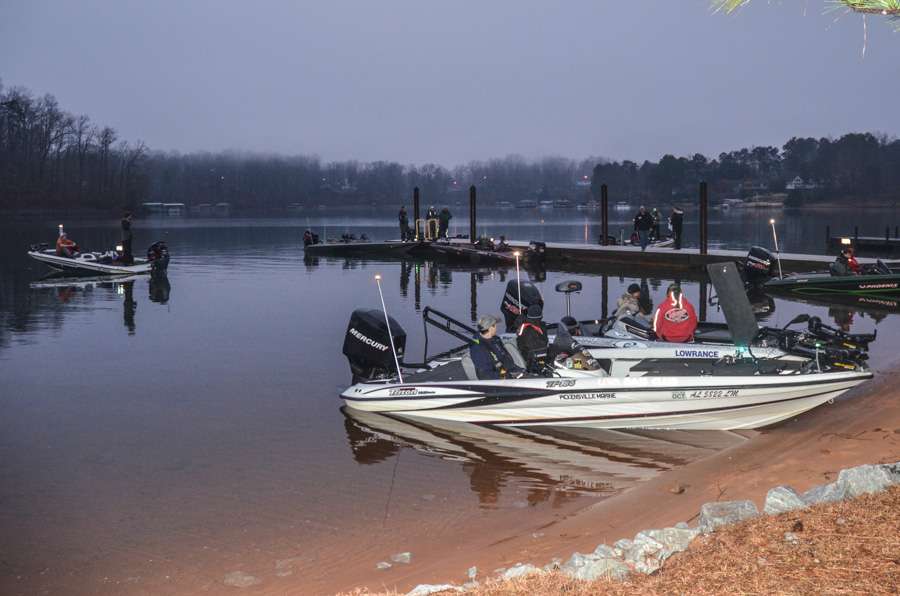 Preparing to launch at the 2015 Bassmaster College Classic on Lake Keowee.