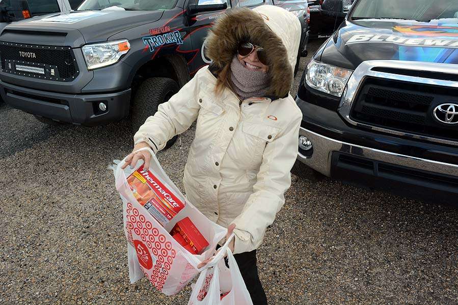 Hand warmers are now in short supply after LeAnn Swindle and Debbie Morgenthaler made trips to three different Target stores to fill this bag. 