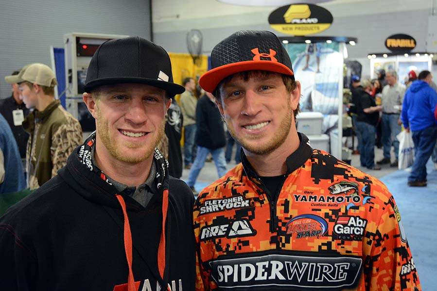 Hunter and Fletcher Shryock pose for a portrait outside the Berkley booth, where youâll find lots of new products and information to be shared by the pros. 