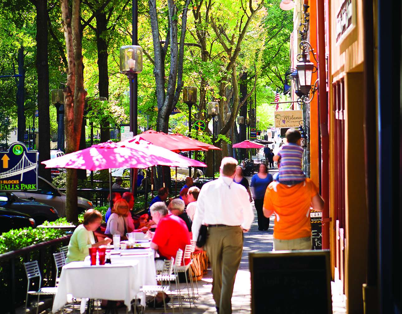 Main Street, located within walking distance of the Bon Secours Wellness Arena, is home to more than 100 restaurants.