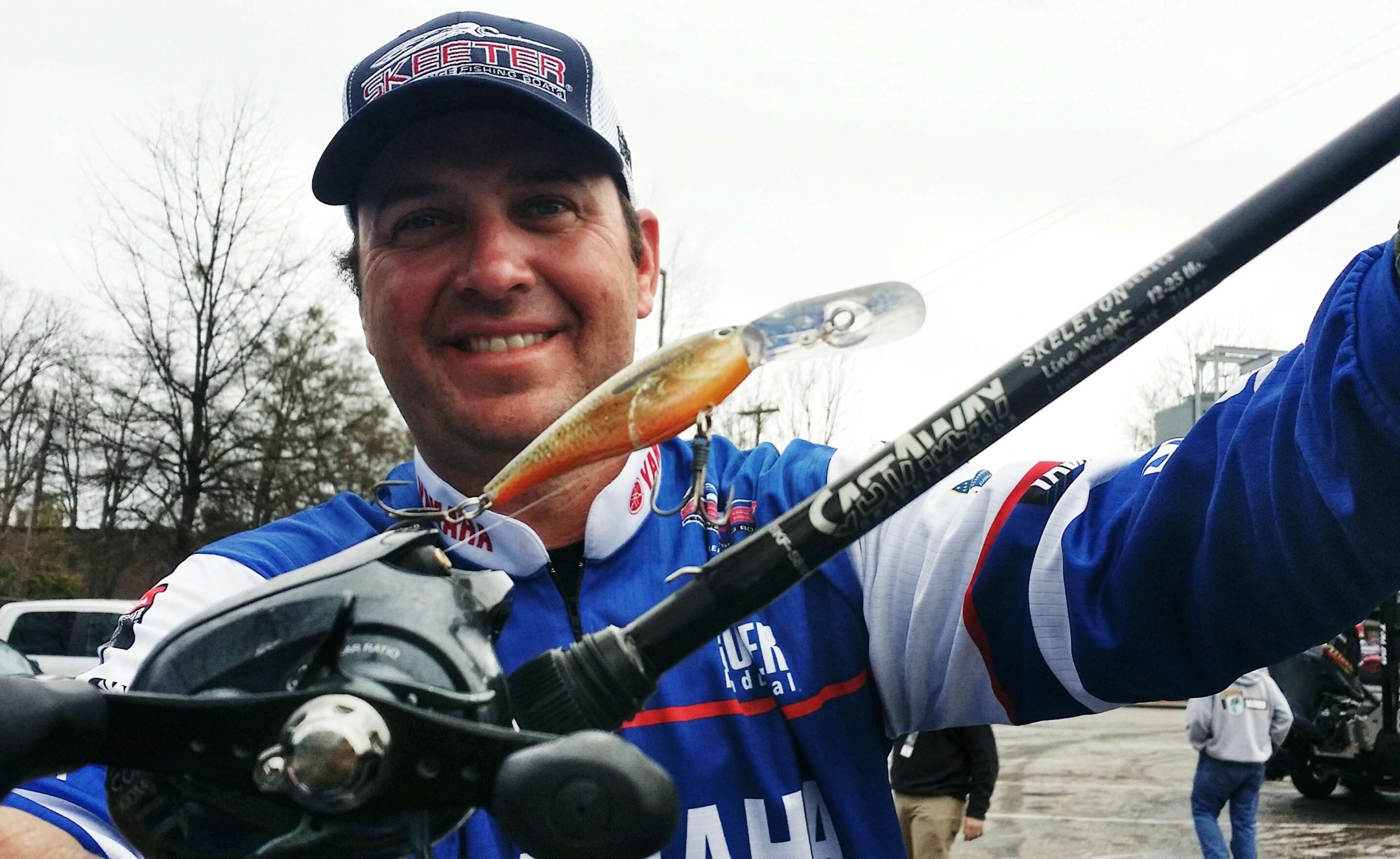 Todd Faircloth fished mid-lake and down-lake creeks, channel-swing points with rock. All his fish came on a Strike King Pro Model Lucky Shad (orange bream).