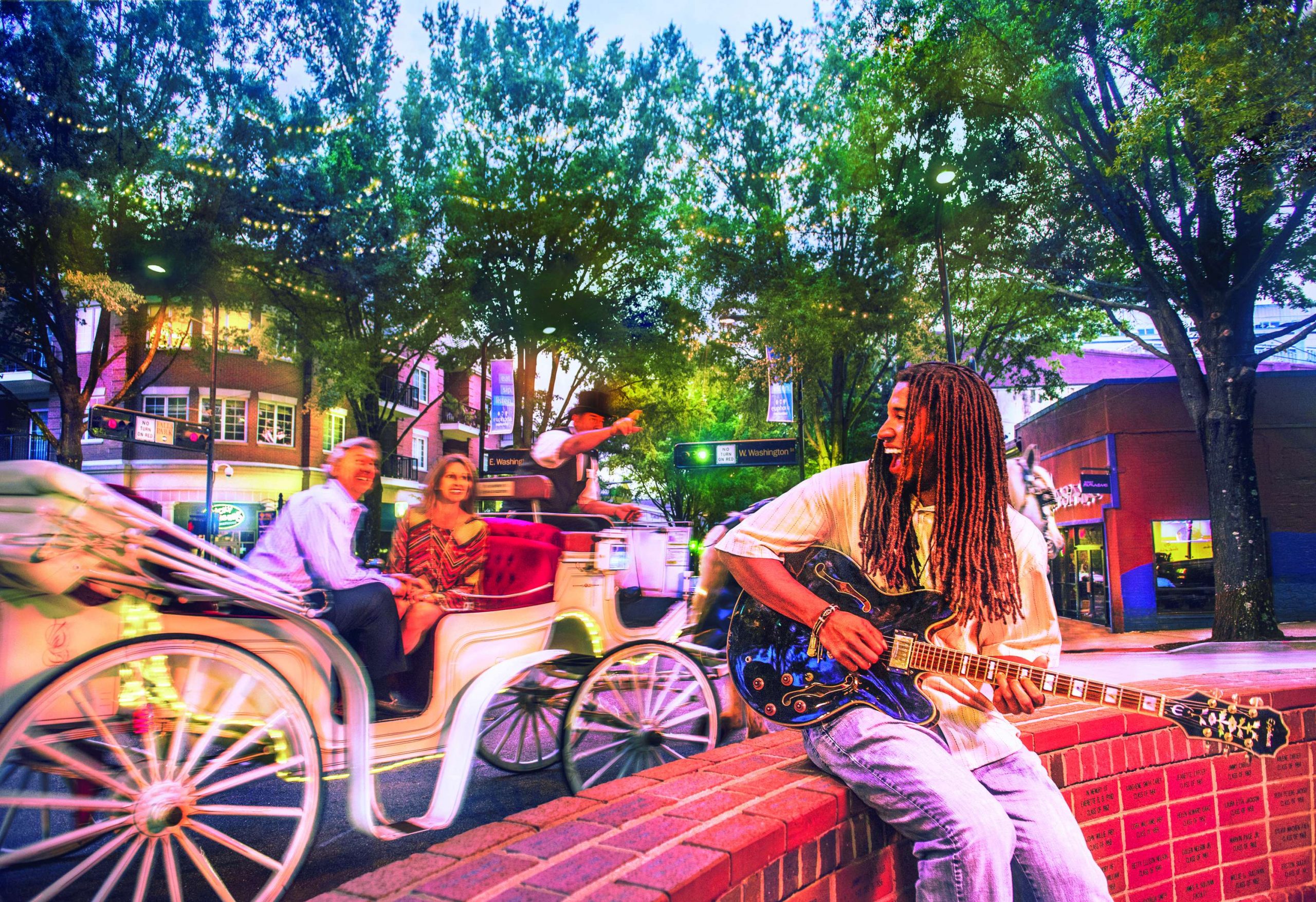 Horse-drawn carriage rides, live music, clubs and dining â there is something everyone will enjoy on Greenville's Main Street.
