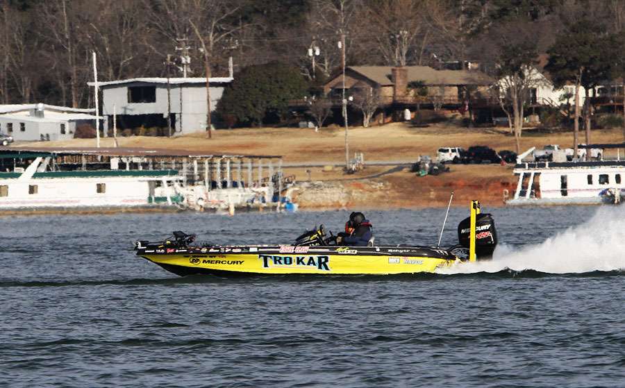 Skeet Reese, the 2009 Classic champion, begins what would turn out to be a great day on Lake Hartwell.