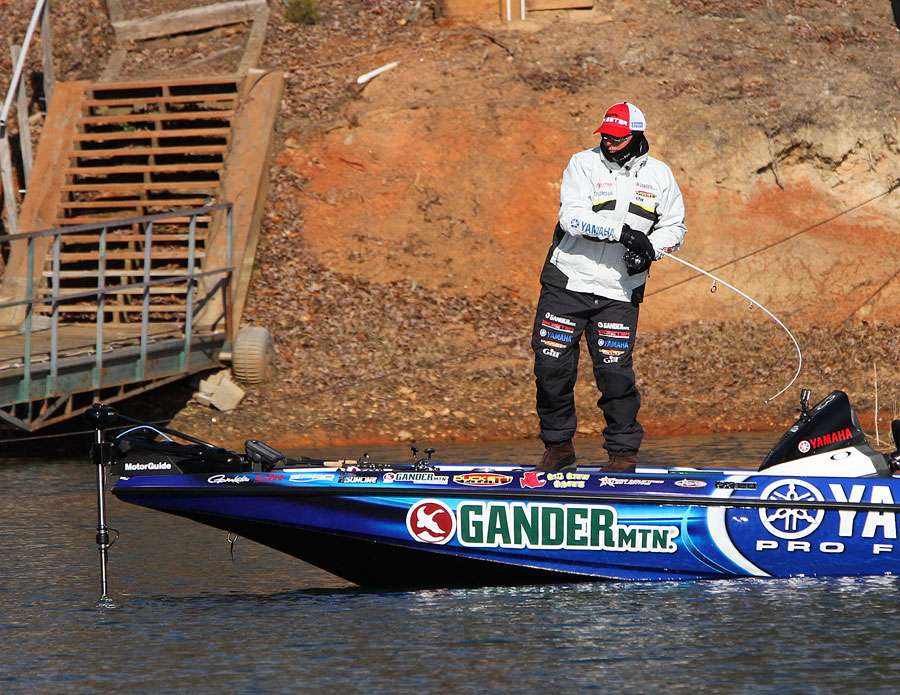 Boat docks hold bass, and Dean Rojas has found one of them.
