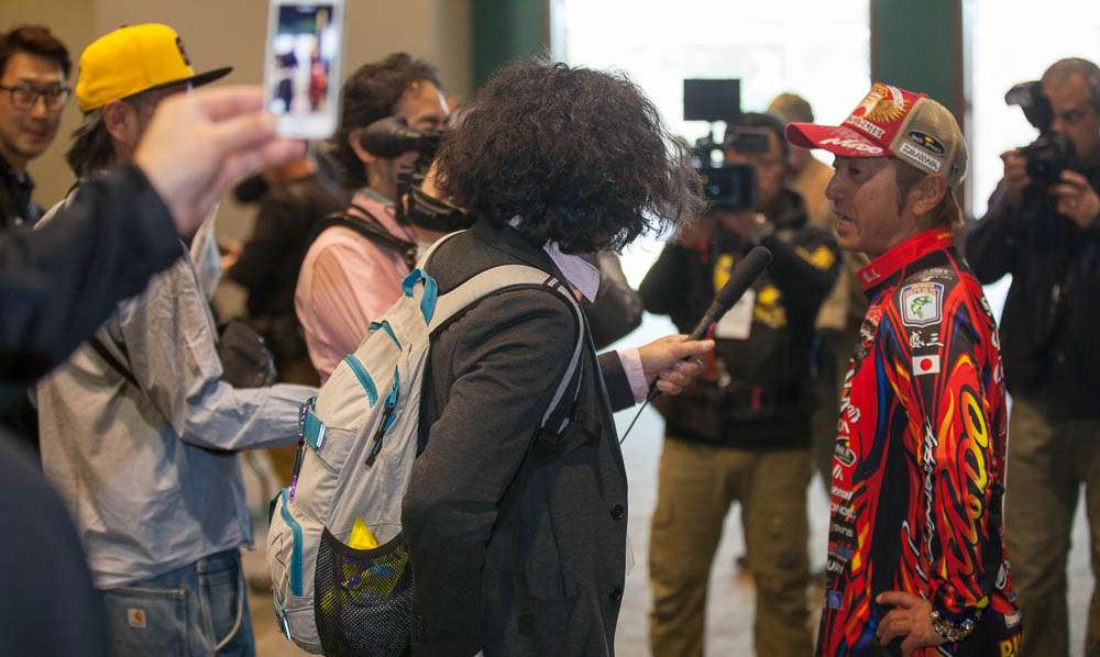 Morizo is always swamped with press from his home country of Japan.