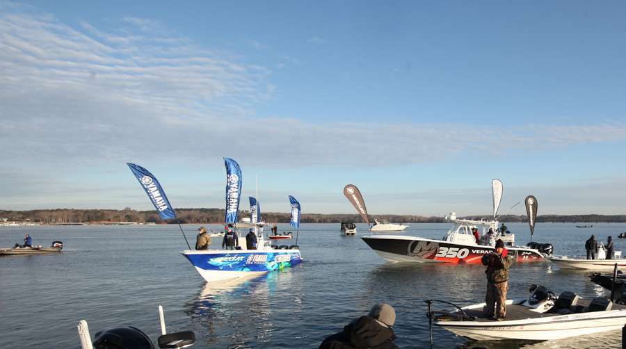 Both Yamaha and Mercury had big saltwater boats on Lake Hartwell for cameraman and staff to follow the tournament. 