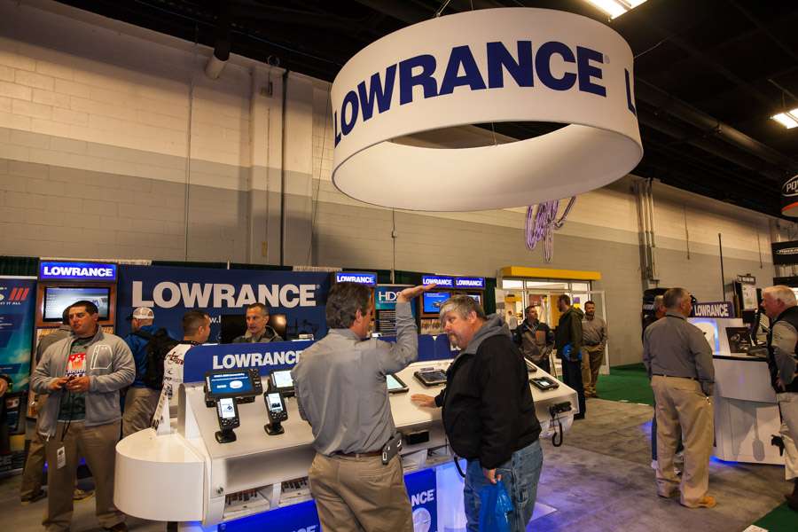 The Lowrance booth is filling up very fast.