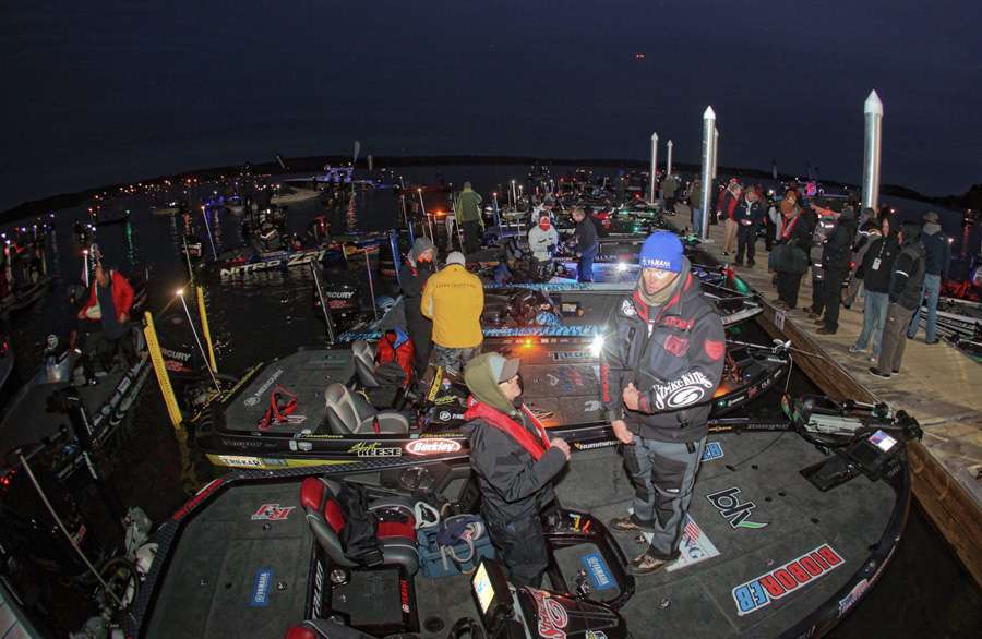 The dock on Day 2 was full of media members interviewing the anglers. 