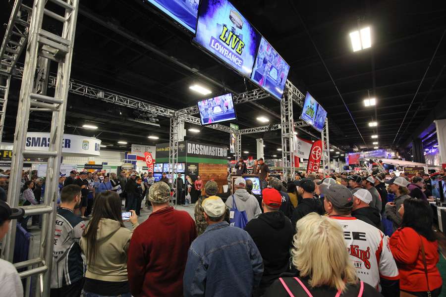 The Bassmaster Classic Live set had a large audience surrounding it all day. 