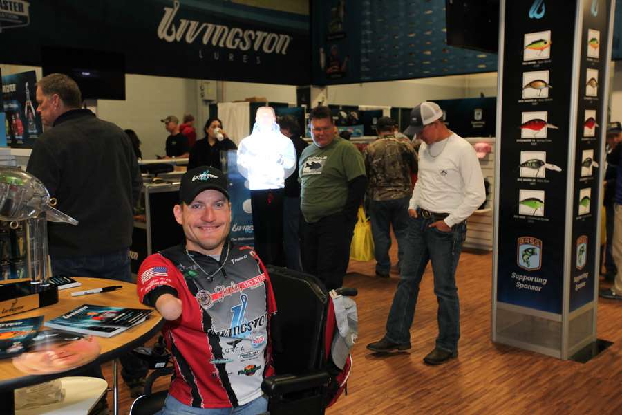 Opens angler Clay Dyer, at the Livingston booth, is an inspiration to many. 