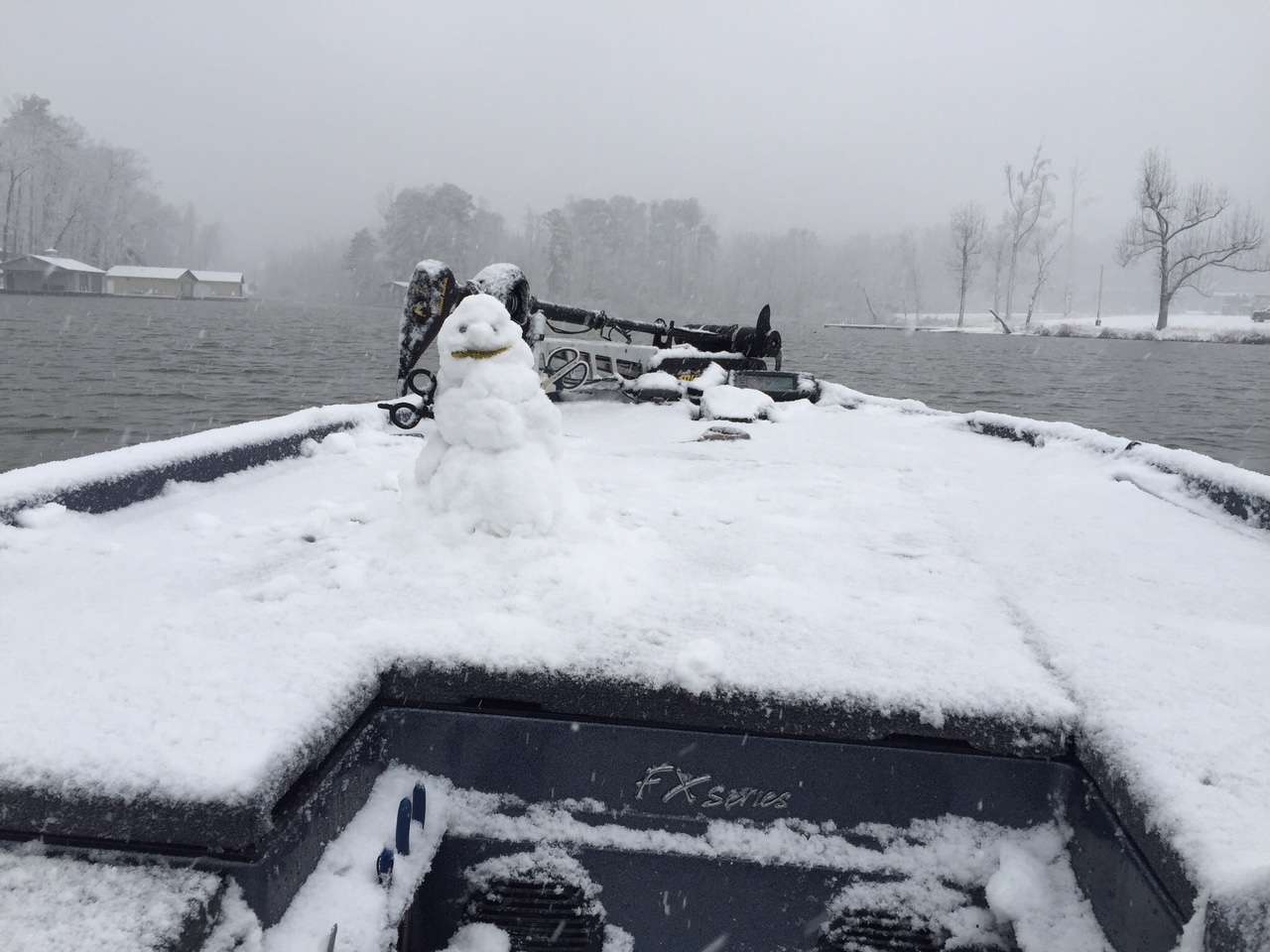 ... in snow. So one must build a snowman on one's boat.