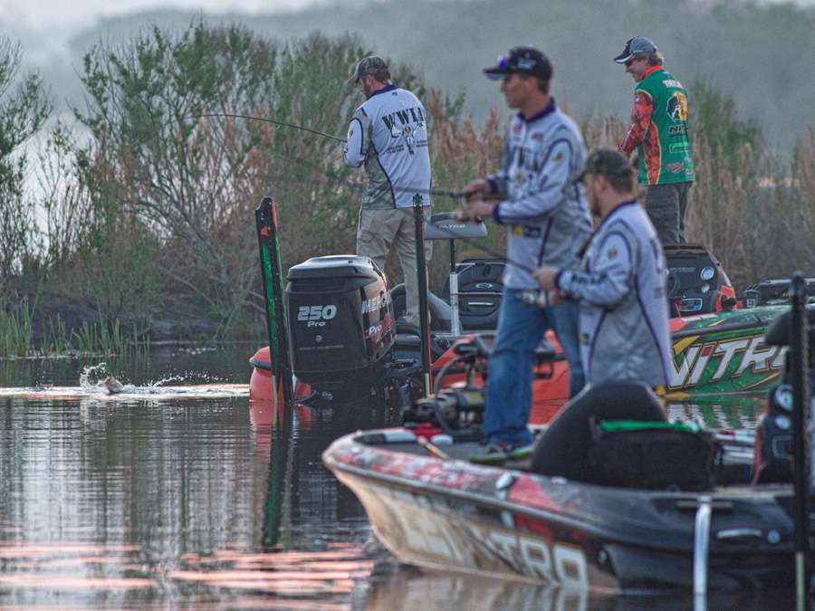 The lake, just three years old, is full of largemouth, allowing Holbrook to catch a keeper on his first cast.