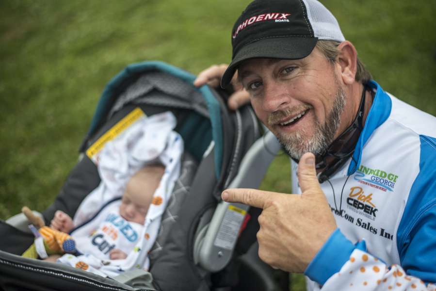J Todd filled his time making sure this brand new baby picked up a couple fishing tips. 