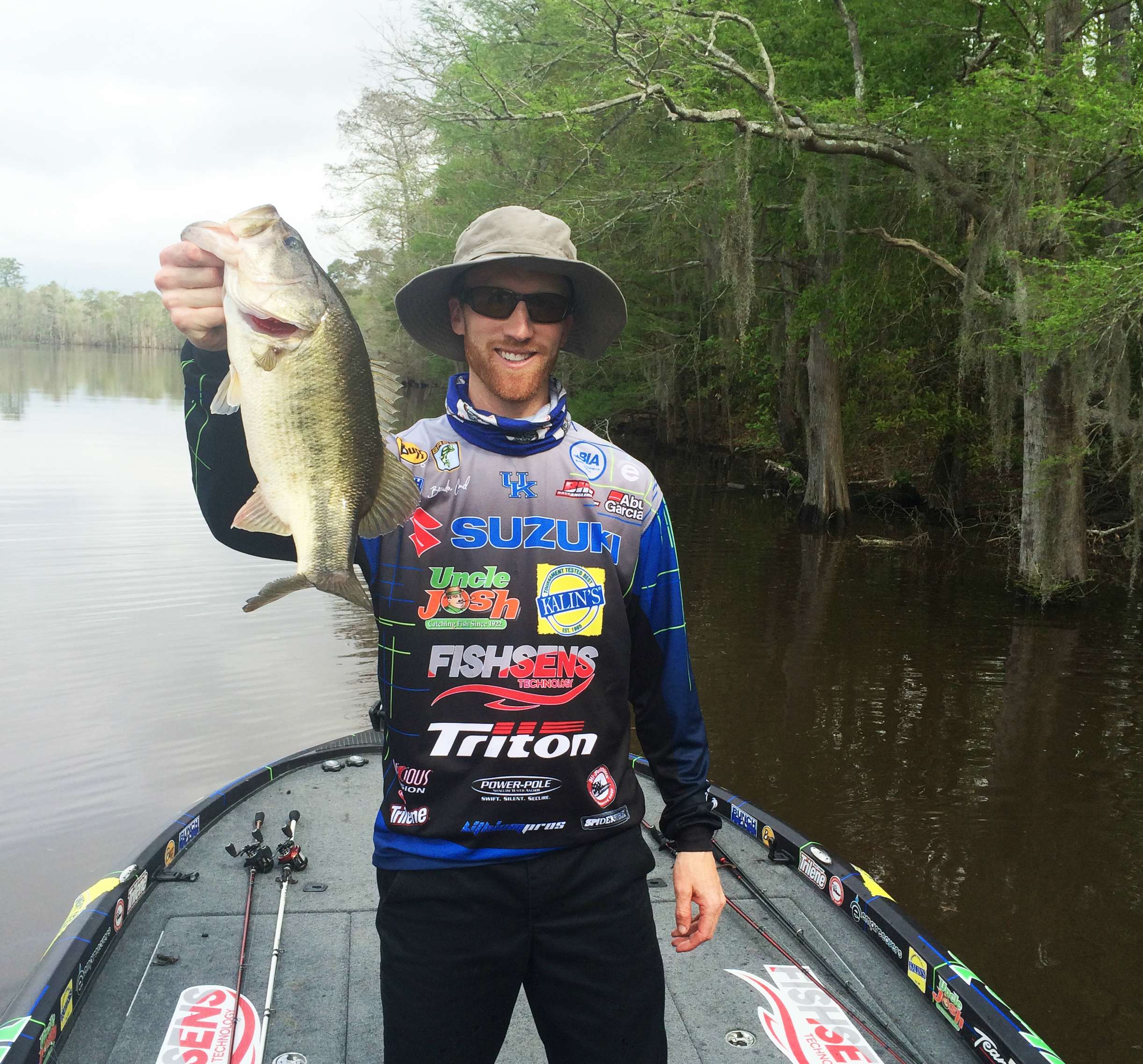 Brandon Card with his second keeper of Day 2.
<br>Photo by Bassmaster Marshal Wes Moody