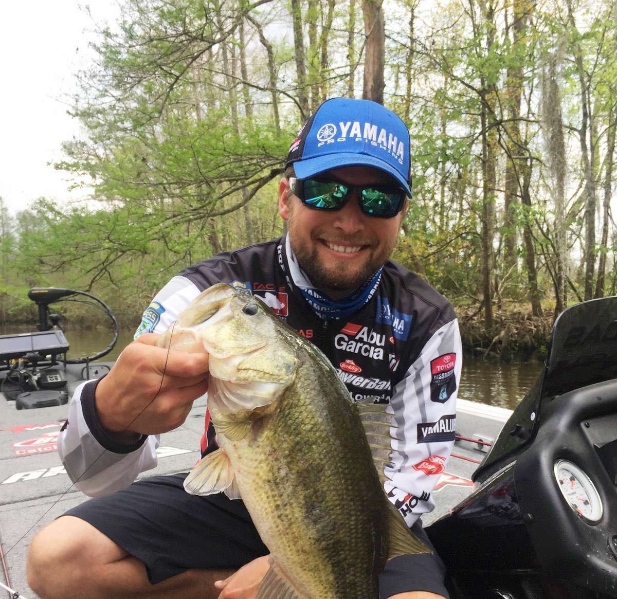 Justin Lucas with a game-changer catch.
<br>Photo by Bassmaster Marshal Mark Williams