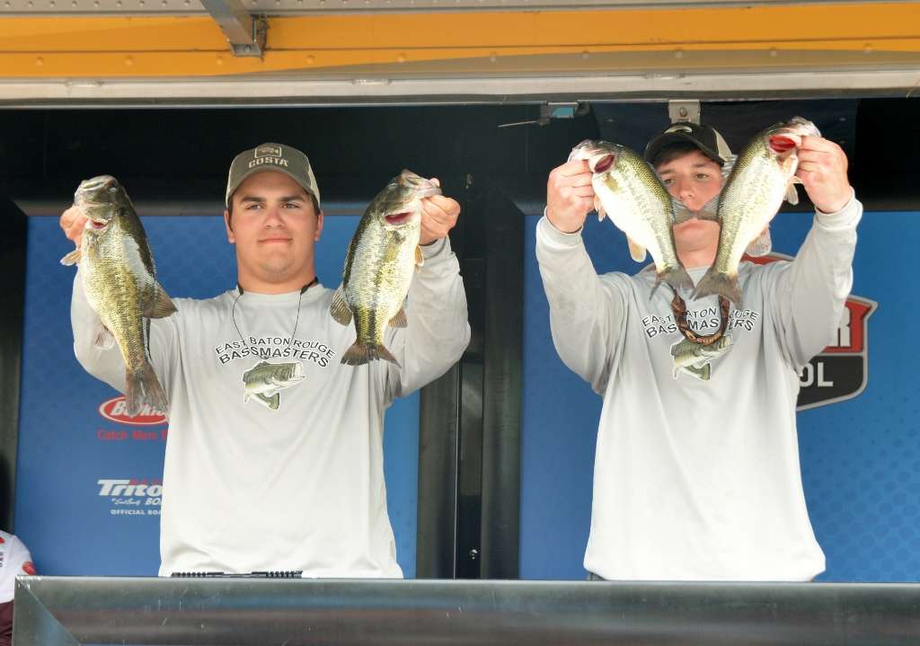 Alex Lamabe and Trey Bourgeois of the East Baton Rouge Bassmasters placed 15th with 10-13.