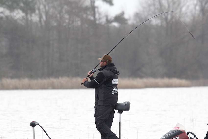 Clausen fires away looking to add to his two fish he has so far. 