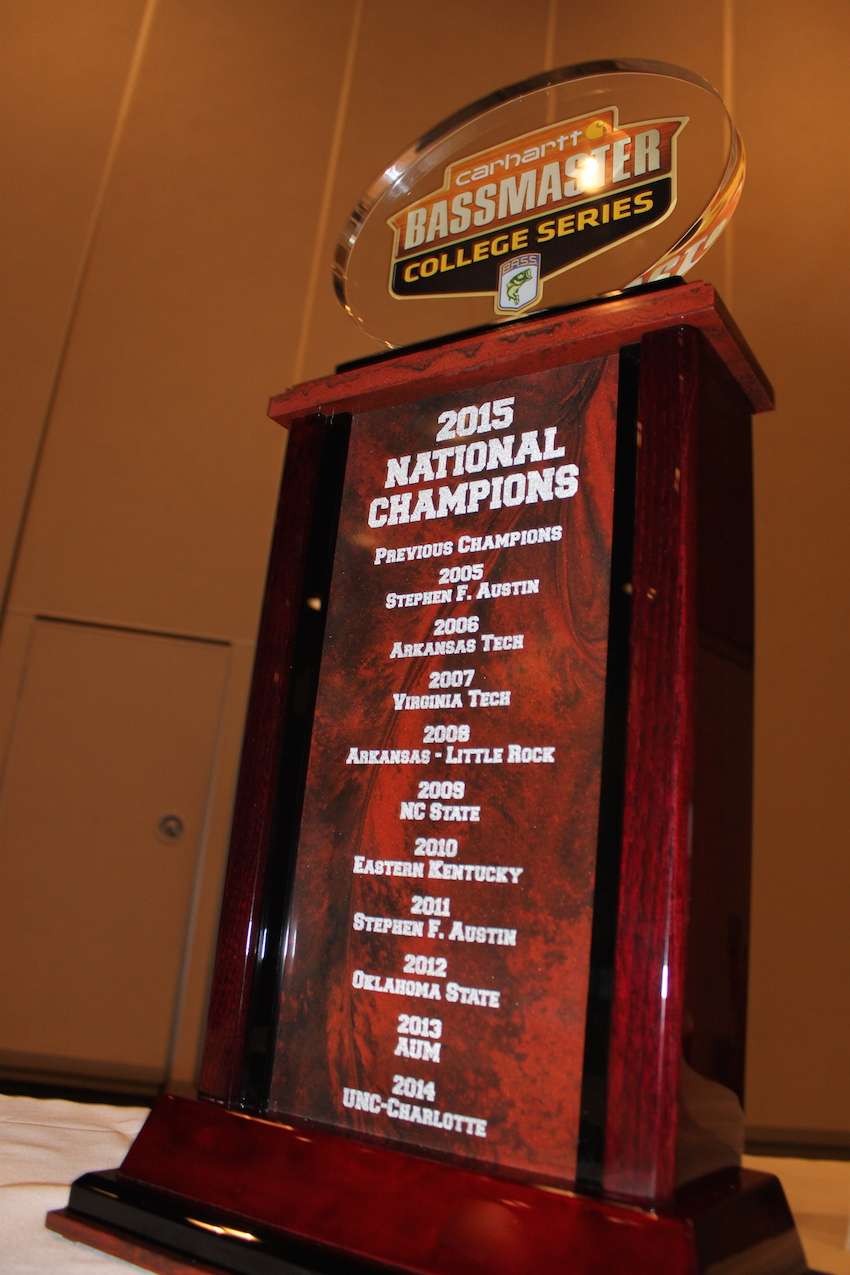As we move inside, one of the first things to catch anglers' eyes is the National Championship trophy. 