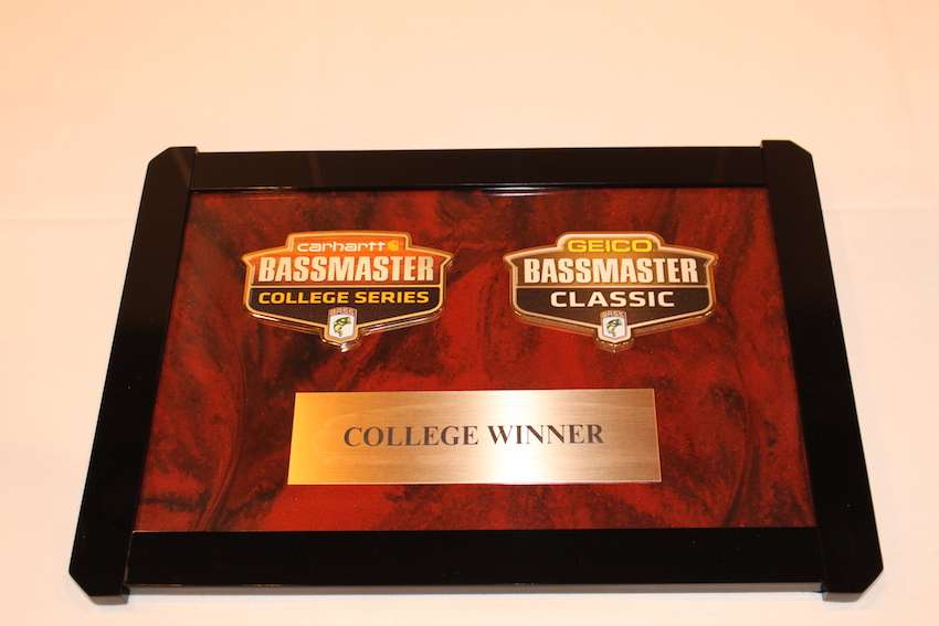 Alongside the National Championship trophy is the award that will go to the Bassmaster Classic qualifier from the Carhartt College Series. 