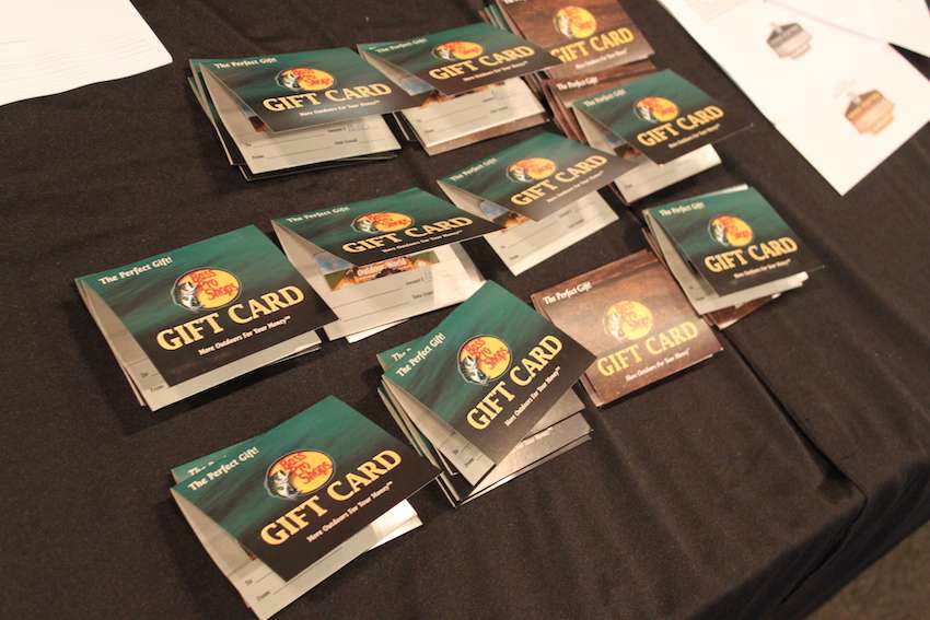 Bass Pro Shops gift cards for all the anglers tonight. 