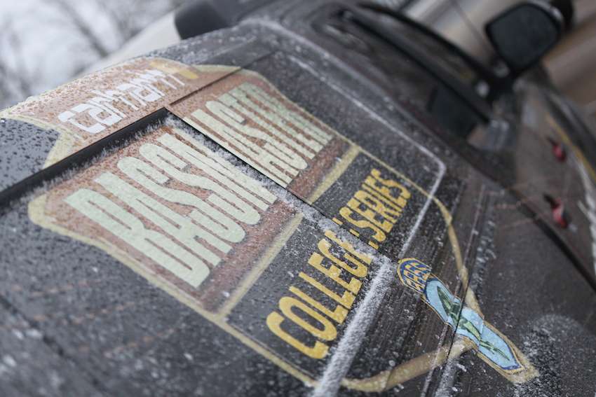 The Carhartt Bassmaster College Series Toyota is frozen solid. 