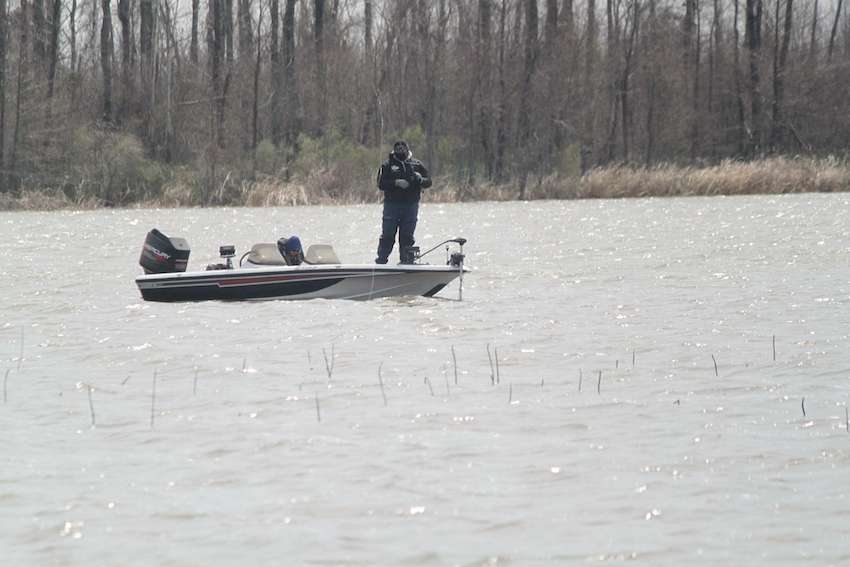 Some anglers fish farther off-shore hoping to run into fish that are easing out due to the cold. 