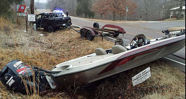 The boat left the trailer where the motor was pulled free from the Ranger's transom.