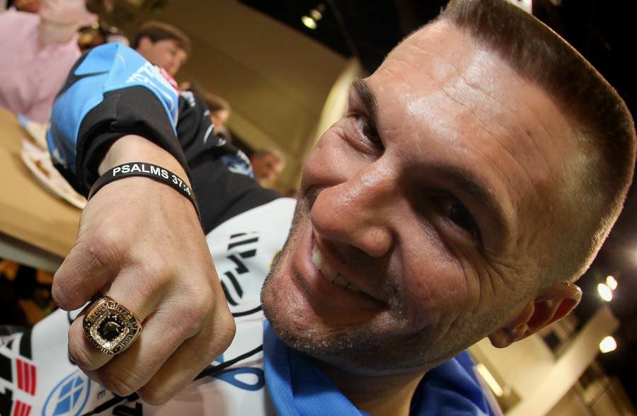 Howell was sporting his 2014 Bassmaster Classic championship ring. 