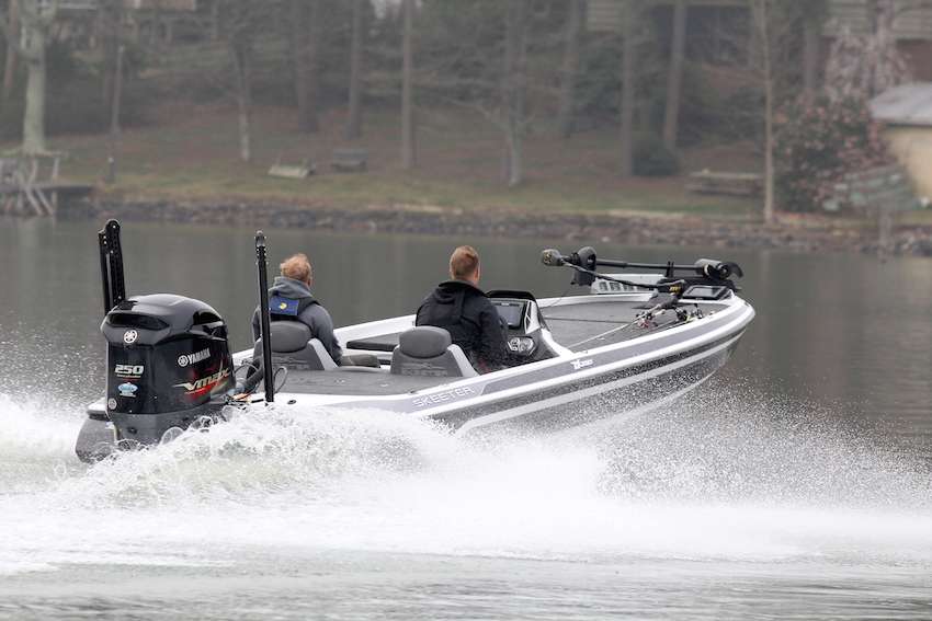 The 2014 National Champs fish well together obviously, exhibiting that again here today as they alternate on the trolling motor when they fish areas that one angler is more familiar with than the other. 