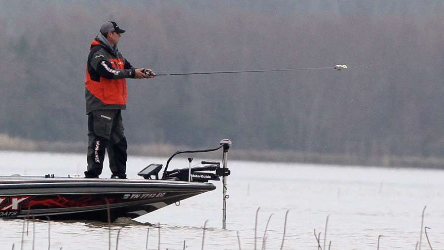 Gary Clouse fires a cast with a spinnerbait. 