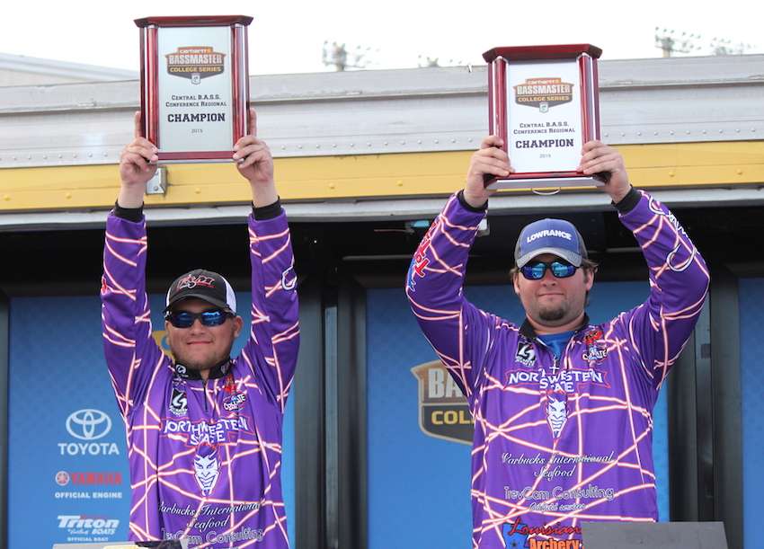 Hometown heroes John Ledet and Justin Cooper of Northwestern State University brought in the biggest bag on Saturday â17 pounds â to take home the title of 2015 Carhartt Bassmaster College Series Central Regional Champions. Their three-day total was 30-9.