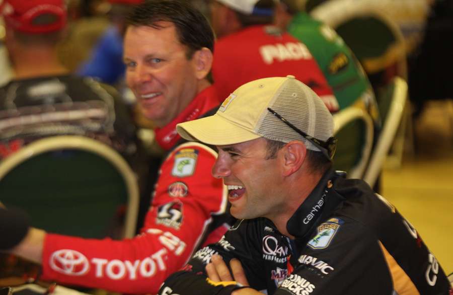 We have no idea what veteran Kevin VanDam said to Matt Lee, but he thought it was funny. 
