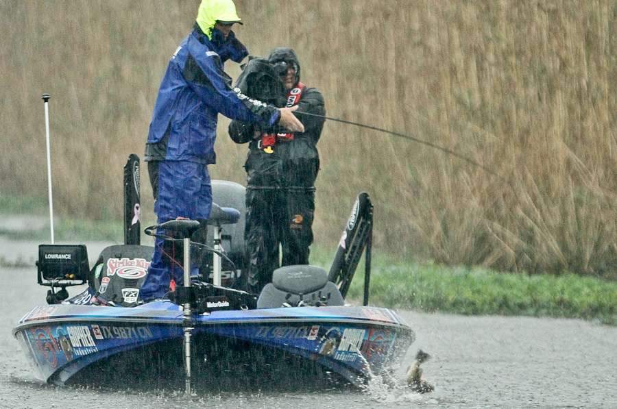 Just across from Frazier, Todd Faircloth was battling another fish. 
