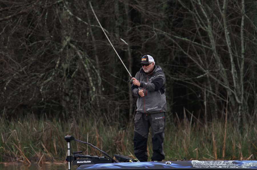 ...and gets to work on the final day of Central Open #1 on Ross Barnett.