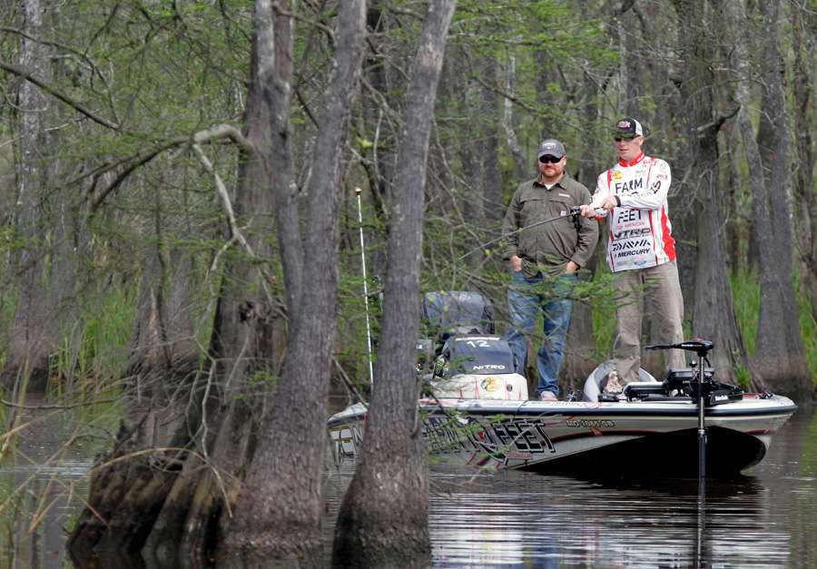 Andy Montgomery was fishing cypress trees just across the bayou from Elias. 