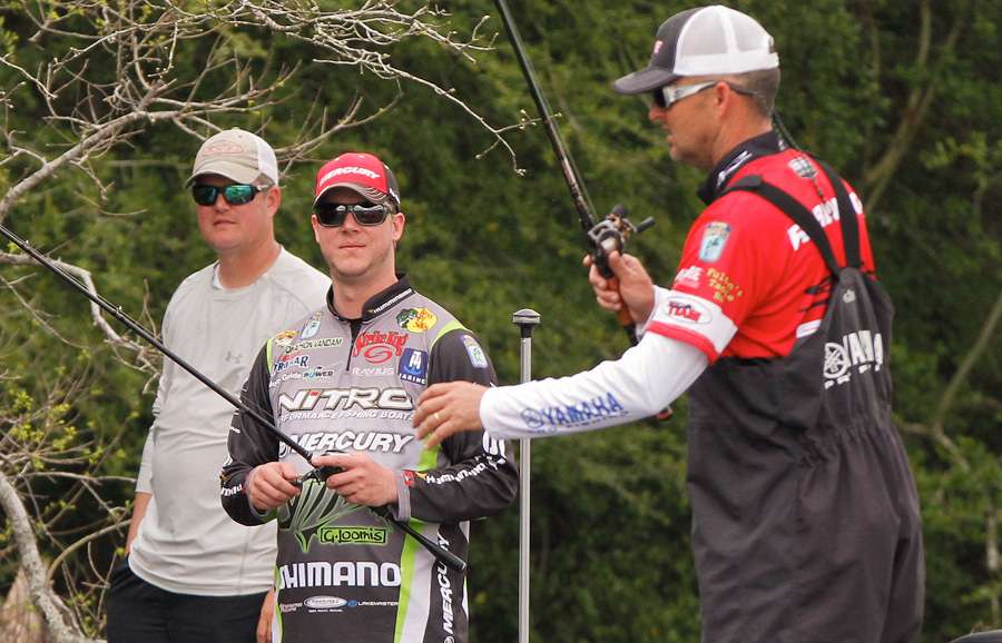 Robinson put his fish in the livewell, and then fished past VanDam. 