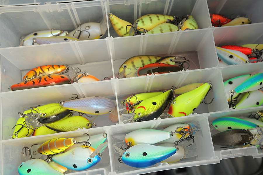 One of the boxes from the center compartment that holds crankbaits.