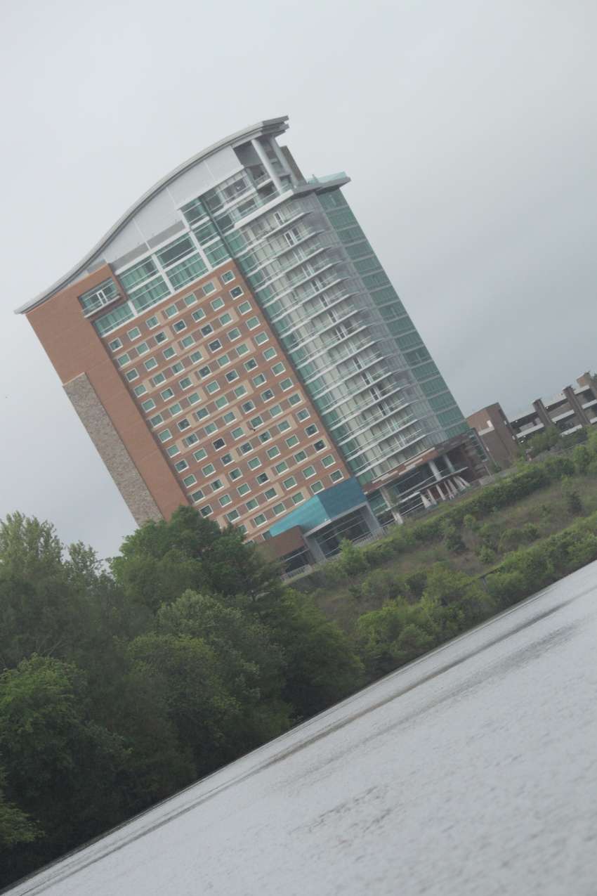 The Wind Creek Casino towers over the Coosa. 