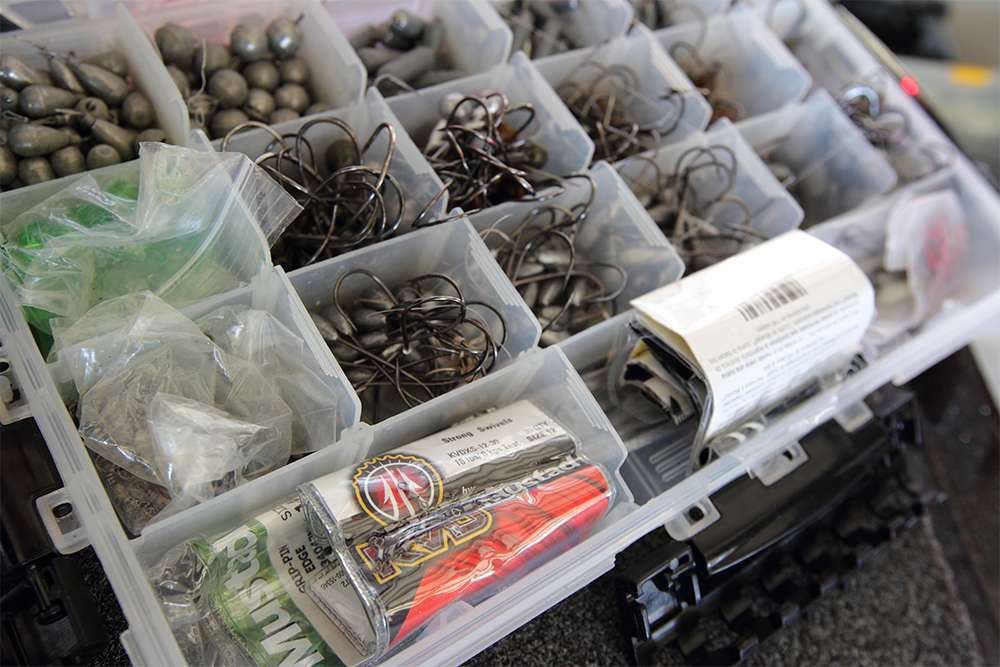Here's one of his terminal tackle boxes. This one holds mostly tube jig and drop shot weights. 