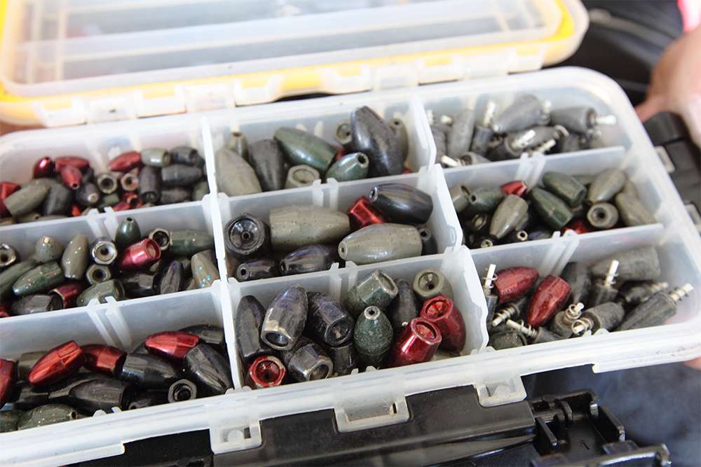 VanDam keeps all of his tungsten in a small watertight Plano box. He likes it because the triple-latch system is stronger and can handle the extra weight better than a regular box.