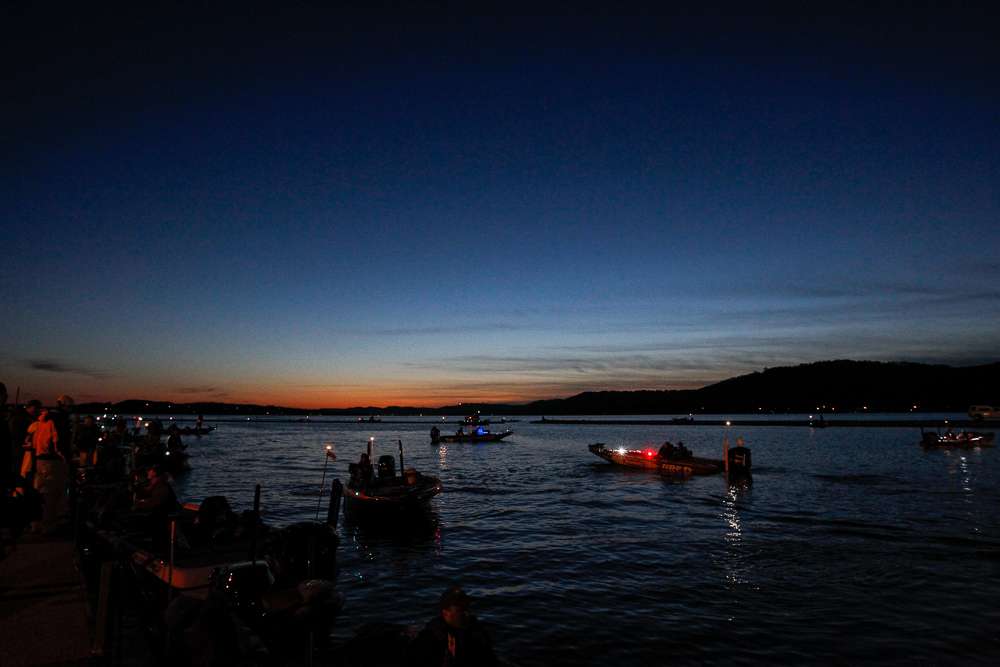 With the clouds gone, dawn is a beautiful sight on Lake Guntersville.