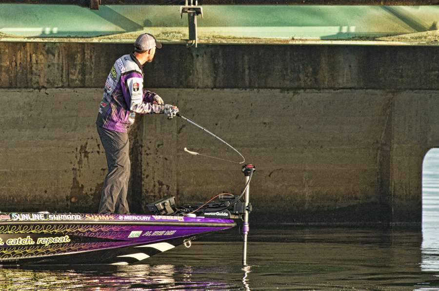 Some anglers like Aaron Martens headed straight to a bridge, hoping to get a big bite.