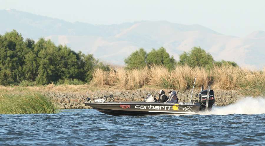 The run on the first day of the Bassmaster Elite at the Sacramento River took anglers through the massive California Delta under the shadows of the Altamont Pass and Diablo Mountain Range.
